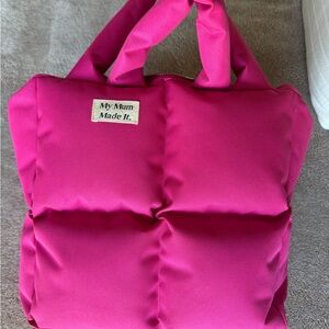 Hot pink limited edition My Mum Made it Puffer Tote